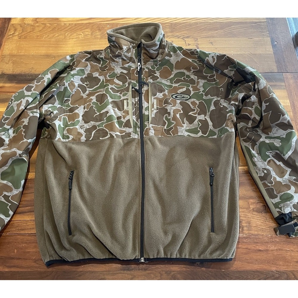 Drake Waterfowl Guardian Flex Fleece FZ Jacket DW7375 Old School Camo Large